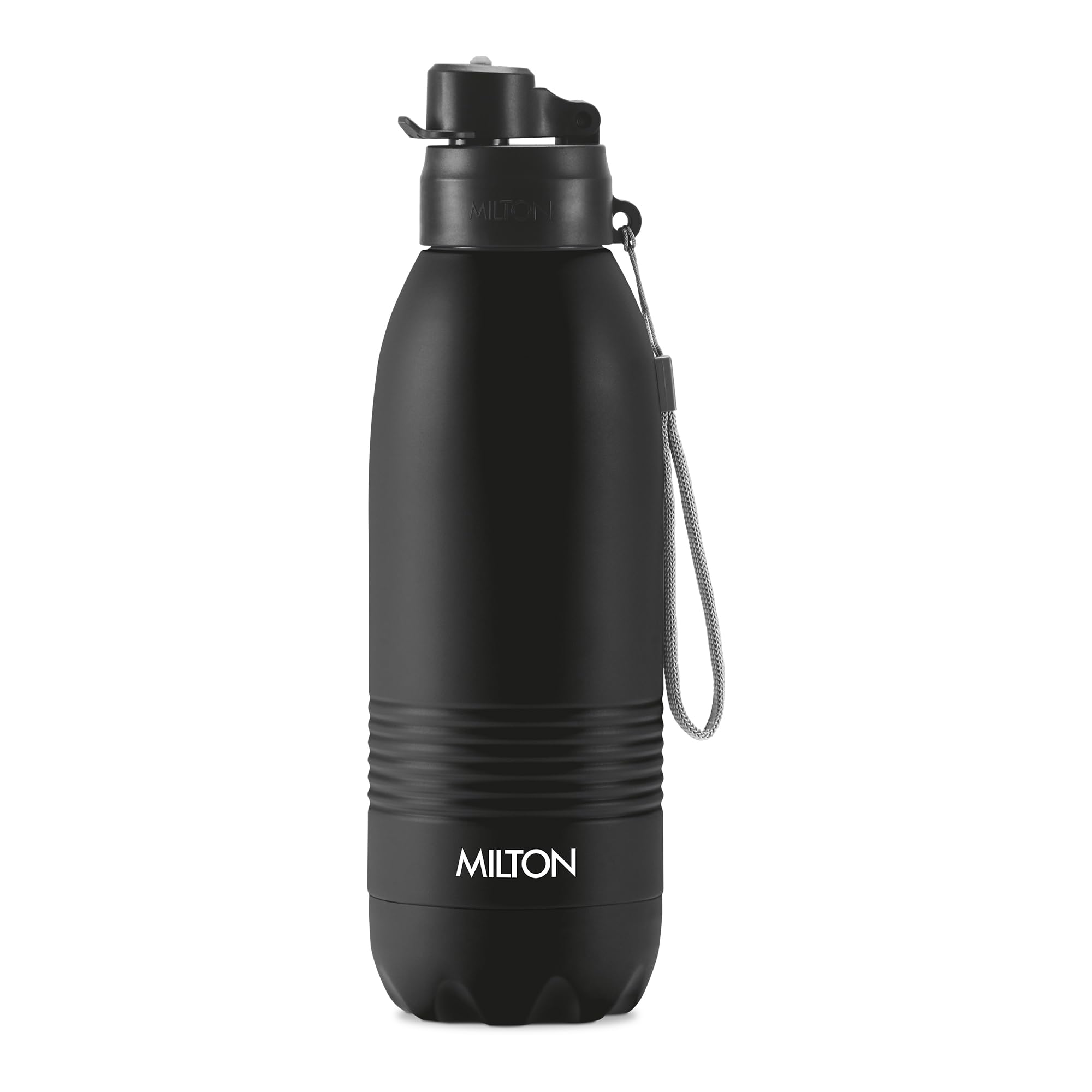 MILTON Climb 1100 Stainless Steel Sipper Water Bottle 1150 ml, Single Walled, ISI Certified I Leak Proof Lid, Rust Proof I For School, Office, Gym I Black