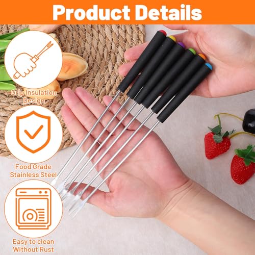 Image of 6 Pcs Fondue Set,Fondue Forks for Cheese and Chocolate Fondue, Heat Resistant Handles with Color Coding, Ideal for Dinner Parties and Outdoor Gatherings, 23 cm Length