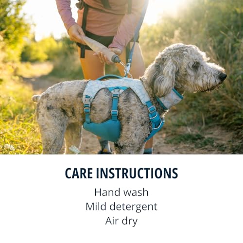 RUFFWEAR Swamp Cooler Hundegeschirr und Griff, leichte Laufausrüstung hält Haustiere bei heißem Wetter kühl, Verstellbar, stark und kühlend, 2 Leinen-Portale, Biolumin Blue (Small, 56-69 cm)