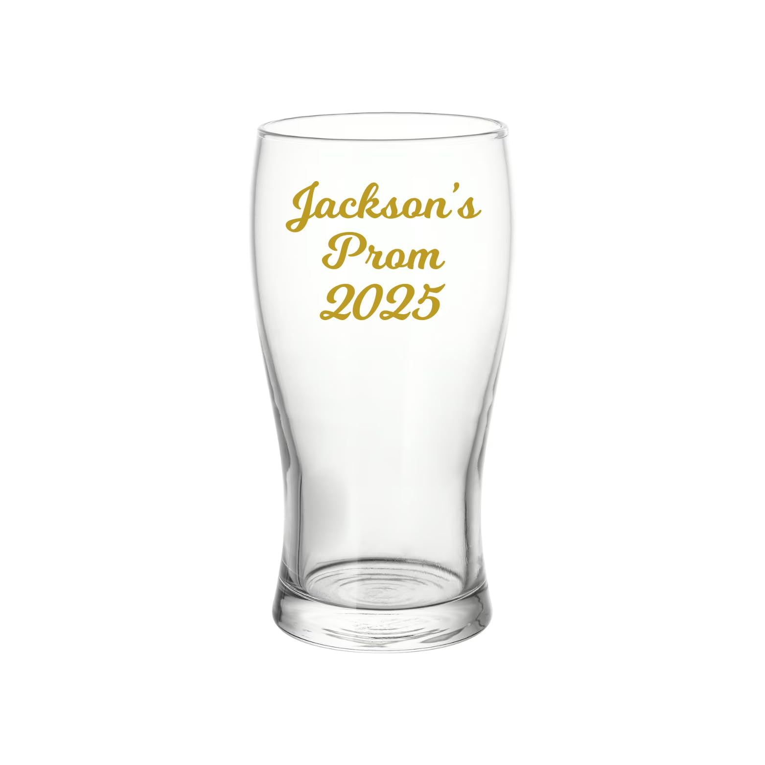 Personalised Prom Glasses, Pint Glass, Flutes, Bridesmaid Champagne Glass, Hen Party, Wedding (Gold)