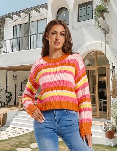 Image of Madewell Women's Cropped Knit Pullover Sweater, Orange (US, Alpha, X-Small, Small, Regular, Regular, Orange)