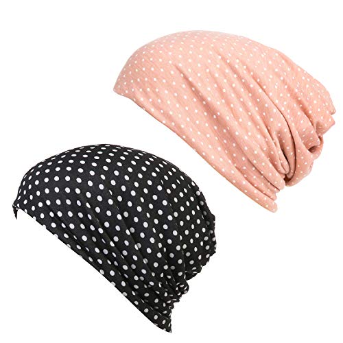HONENNA Flower Printed Beanie Women Turban Headband Chemo Cap (2 Pack Set 19)