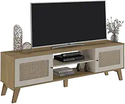 Rack para Tv ate 75" com 2 portas CHARLOTTE cor Carvalho/Off White - Artely