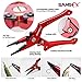 SAMSFX Aluminum Fishing Pliers Hook Remover Braid Line Cutter with Coiled Lanyard, Fly Fishing Knot Tying Tool & Retractors (Red Handle, Split Ring Nose)