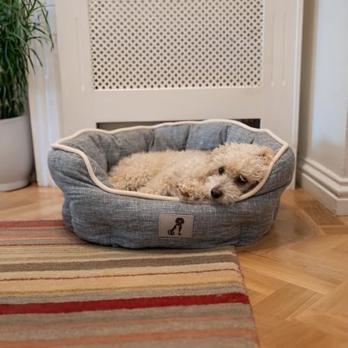allpetsolutions Alfie Range Dog Bed - Warm, Fleece-Lined Machine Washable with Raised Rim - Calming Pet Sofa & Home Lounger with Extra Soft Reversible & Removable Pillow Cushion - Small, Grey - Image 3