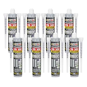 Isolbau VN 300 injectiemortel – 2K composietmortel voor beton, styreenvrij, ETA-goedkeuring – 300 ml montagemortel incl. 2 statische mixers – 8 stuks