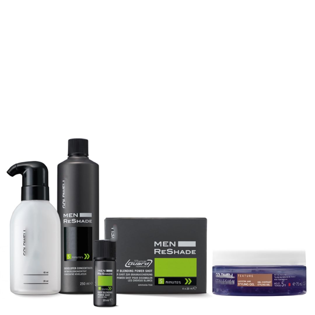 GW Men Reshade Set - Shot 4x 20 ml + Entwicklerkonzentrat 250 ml + Applikatorflasche - Grauhaarkaschierung für Männer (5CA) + gratis Lagoom Jam 75 ml