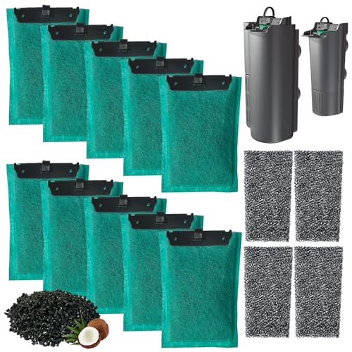 beaufan 1 Jeu de Cartouches de Rechange Compatible avec Tetra 250 EasyCrystal Aquarium Contants, 10 filtres à Charbon Actif et 4 filtres en éponge