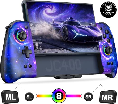 Image of Gammeefy JC400 Gen 2 Switch 2 Controller - Hall Effect Joysticks & Enhanced Grip - One Piece Switch Joypad Replacement Switch 2 Pro Controller with RGB Lighting, Turbo, Macros - Starry Sky, 7.9 inch