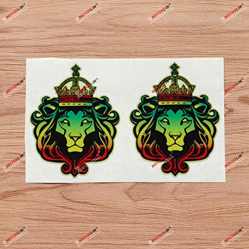 Lot de 2 autocollants réfléchissants en vinyle motif tête de lion de Juda Rasta Rastafari pour...