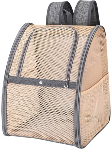 リュック 3面メッシュ 猫 犬 ショルダーバッグ ペットキャリーバッグ ソフトクレート シンプル キャリーバッグ 通院用 軽量 通気性 折り畳み 持ち手付き キャンピング 明るい 夏用 旅行 防災 (イエロー, 34x28x42cm)