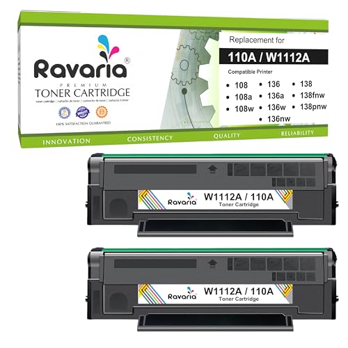 Image of W1112A / 110A Compatible Black Toner Cartridge for LaserJet 108,108a,108w,136,136a,136w,136nw,138,138fnw Printers (110A / W1112A Toner Pack of 2)