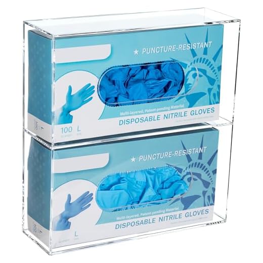 KOEMEHR Wandhalter für Einmalhandschuhe aus Acryl (für 2 Boxen), Handschuh Halter Handschuhspender für Einweghandschuhe aus Vinyl, Latex, Nitril, Transparent