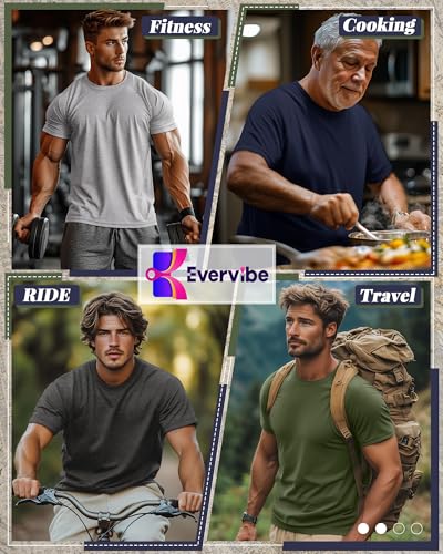 5 Pack Men's Big & Tall Cotton T-Shirts, Short Sleeve Crew Neck Shirts Moisture Wicking Classic Tees Bulk Multipack2