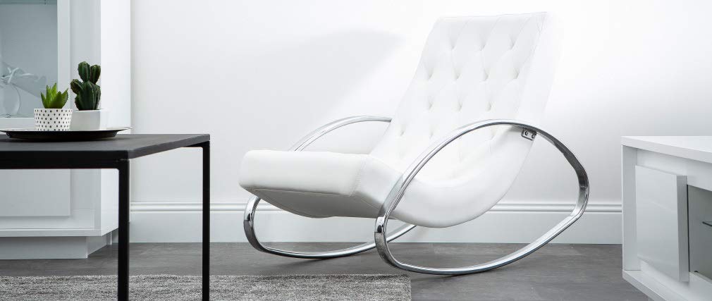 Miliboo Design-Sessel Schaukelstuhl CHESTY Weiß