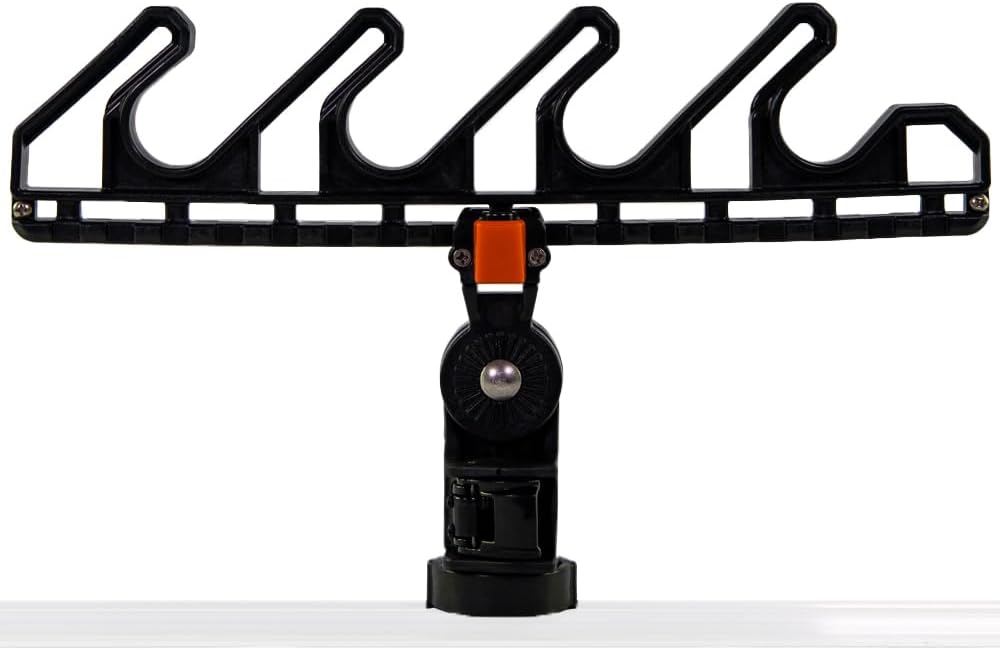 YakAttack CenterStage Rod Stager | Forward Rod Storage for Up to 4 Rods | LockNLoad & ClickTrac Adjustable Kayak Track Mount System | Horizontal or Vertical Use | Made in USA