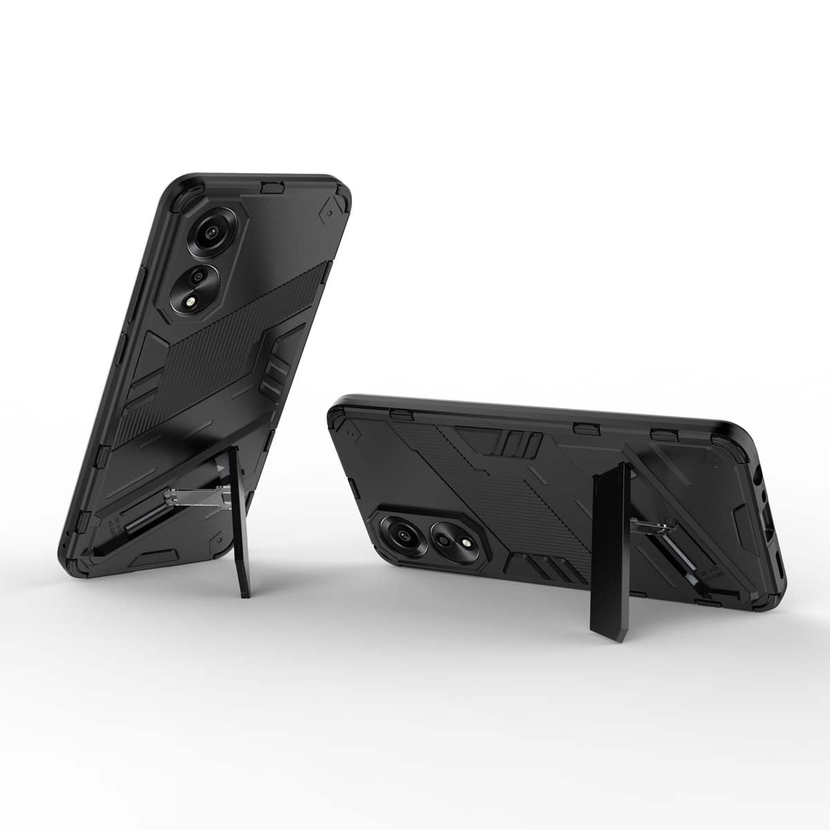 CRAVEN Cover per Oppo A17 4G, Robusto PC + TPU Doppio Strato Protettivo Custodia con Porta Anello e Copertura Scorrevole della Fotocamera, Verde