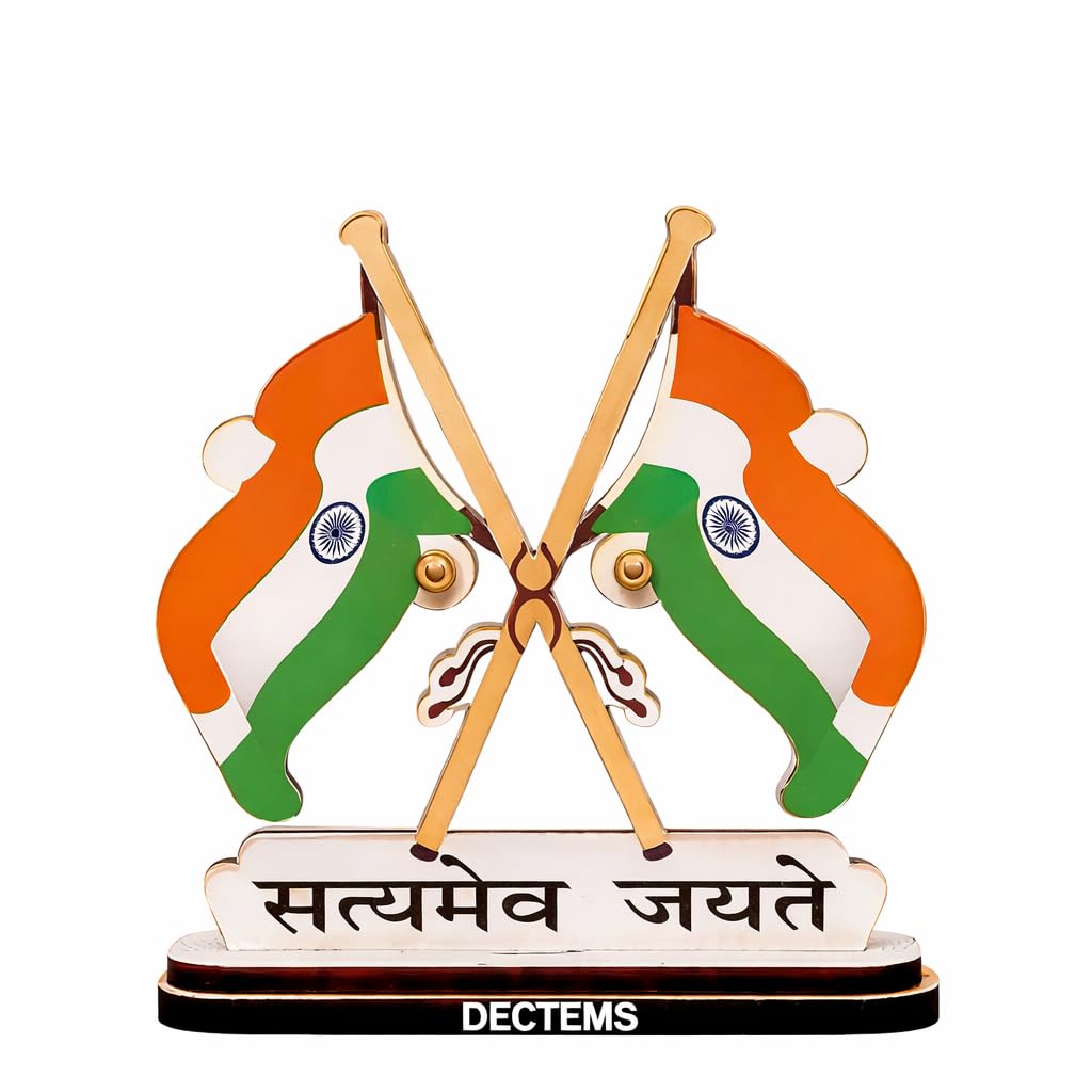 DECTEMS Double Sided Cross Design Indian Flag Showpiece | Desk and Table Top National Flag | Ideal for Office Table, Car Dashboard an Home Décor-image-34