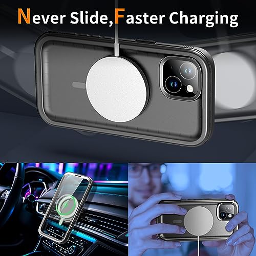 Cozycase TOP Military IP68 Waterproof Case for iPhone 14 Shockproof Dustproof Cover [Compatible with MagSafe] - Heavy Duty/360 Full Body/Rugged Built in Screen/Camera Protector with Lanyard Black by Cozycase - Image 6