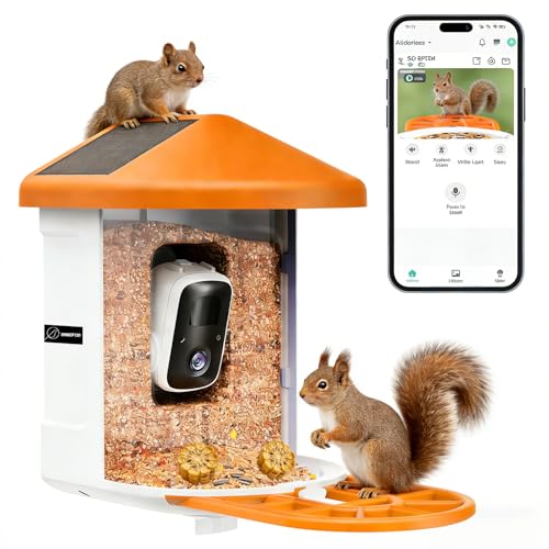Squirrel Feeder with Camera Solar Powered, Smart Squirrel Bird House Camera Wireless Outdoor, AI Identify. Auto Capture and Video Motion Detection & 2K Live View, Ideal Gifts for Lover
