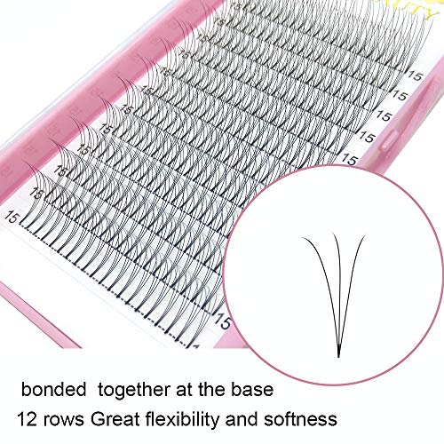 Premade Volume Eyelash Extensions 3D-C-0.07-15 Short Stem Premade Fans Eyelash Extensions 9 to 20 mm Pre made Lash Fans 3D 5D 7D Volume Lash Extensions .07 .10 C D Curl(3D-C-0.07,15mm) — view 5
