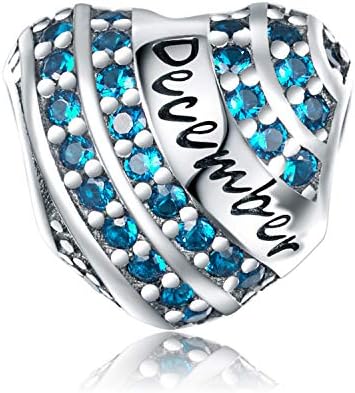 YOUFENG Jewellery S925 Sterling Silver Birthstone Charms for Charms Bracelet Love Heart Birthday Gifts Crystal Charm