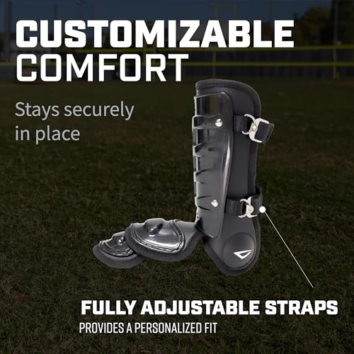 3N2 Batters Pro Clutch Leg Guard for Baseball or Fastpitch Softball, Fully Adjustable Shin, Ankle and Foot Protection, Quick-Release Buckles - Black