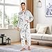 Poeticcity Couples Matching 1 PC Pajama, Unisex Soft Fleece Zip Up Hooded Pjs Jumpsuit Sleepwear Playsuit Lounge-wear(XXL) Watercolor Pink Dolphin Ethnic Tribal Dolphins Dots Black White