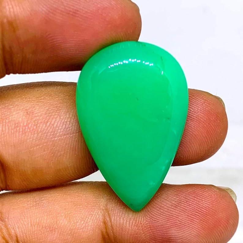 Pierre gemme chrysoprase 32x20x7mm pour création de bijoux DIY - 3