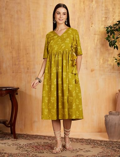 Image of Amazon Brand - Myx Women's Cotton Relaxed Fit A Line Kurta (Available in Plus Sizes)
