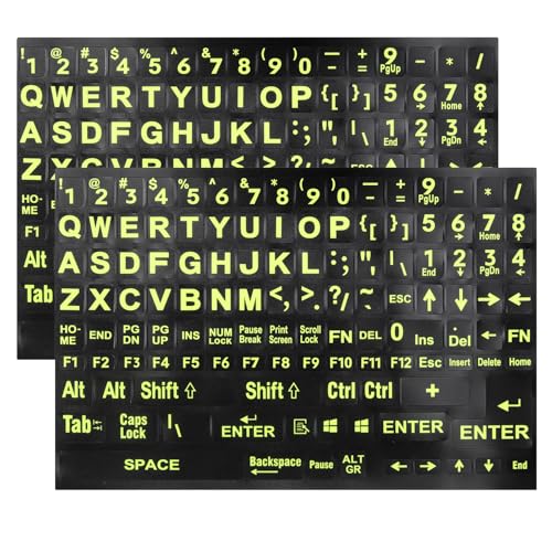 2 pack pegatinas para teclado en inglés con letras grandes miniatura 1