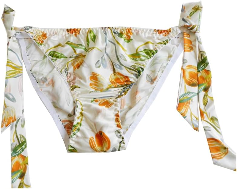Women's Silk String Panties Flower Bikini