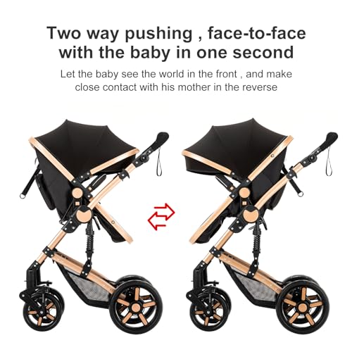 Image of 2 in 1 Baby Stroller with Bassinet Mode, Reversible Infant Buggy, Newborn Travel Stroller, One-Click Folding, Convertible Toddler Standard Pram Carriage (2US588-GREY)