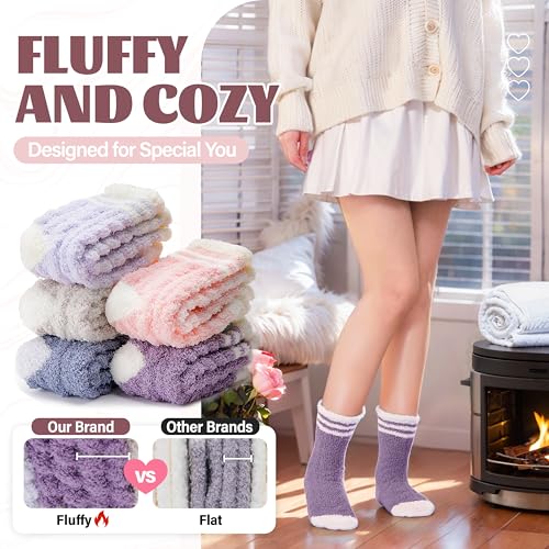 Image of Anlisim Fuzzy Socks for Women, Soft Comfy Cozy Fluffy Thick Winter Warm Fleece Slipper Socks