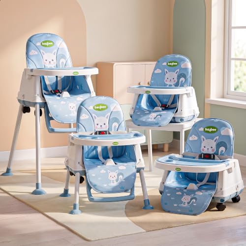 Baybee 4 in 1 Convertible High Chair for Kids | Foldable Baby Feeding Chair with Safety Harness, Adjustable Tray, Booster Seat | Easy to Clean, Portab