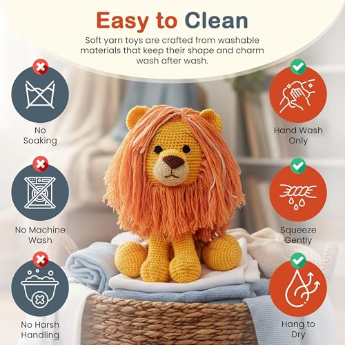 Image of Happy Threads Handmade Crochet Lion Toy for Kids - Asad Lion | 25 cm Cute Stuffed Animal Soft Toys for Boys & Girls | Bis Certified, Safe & Durable Knitted Toys for Newborn, (100% Cotton)