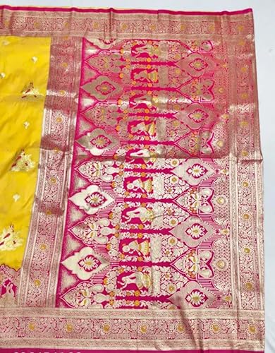 Generic yellow kanjivaram silk saree in soft silk – image 4