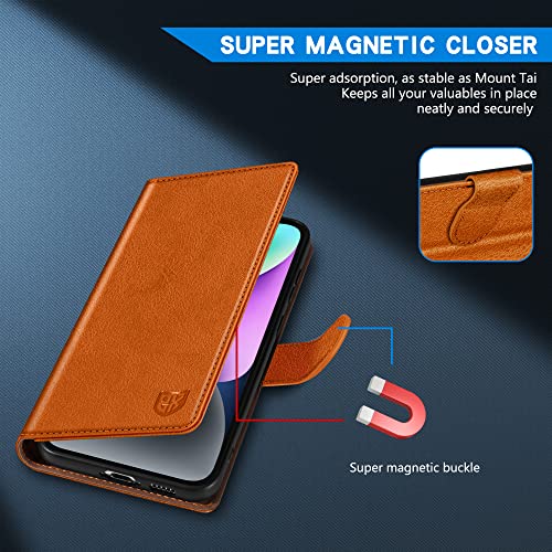 ZZXX for iPhone 14 Wallet Case Magnetic Closure 6.1 inch,Brown - image 3