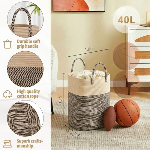 Image of Artfeel Laundry Basket,Woven Cotton Rope Laundry Hamper,80L Versatile Storage for Dirty Clothes,Baby Toys,and Blankets in Bathroom, Nursery,and Living Room
