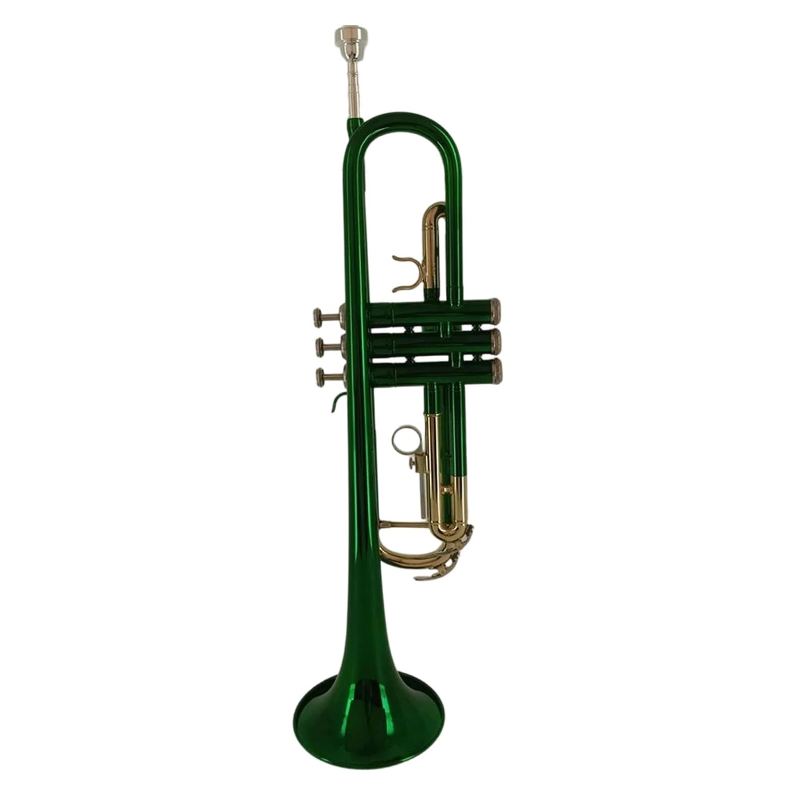 Instrumento De Trompeta Estándar Tubo De Latón Con Llave Dorada Coloreada Para Trompeta Verde En Clave B Con Boquilla 7C Guantes Y Cepillo De Pistón