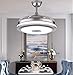 Fandian 42'' Modern Smart Ceiling Fans with Light,Bluetooth Speaker Music Player Chandelier, 3 Colors 3 Speeds Retractable Blades with Remote Control, Silent Motor with LED Kits (42in-Silver1)