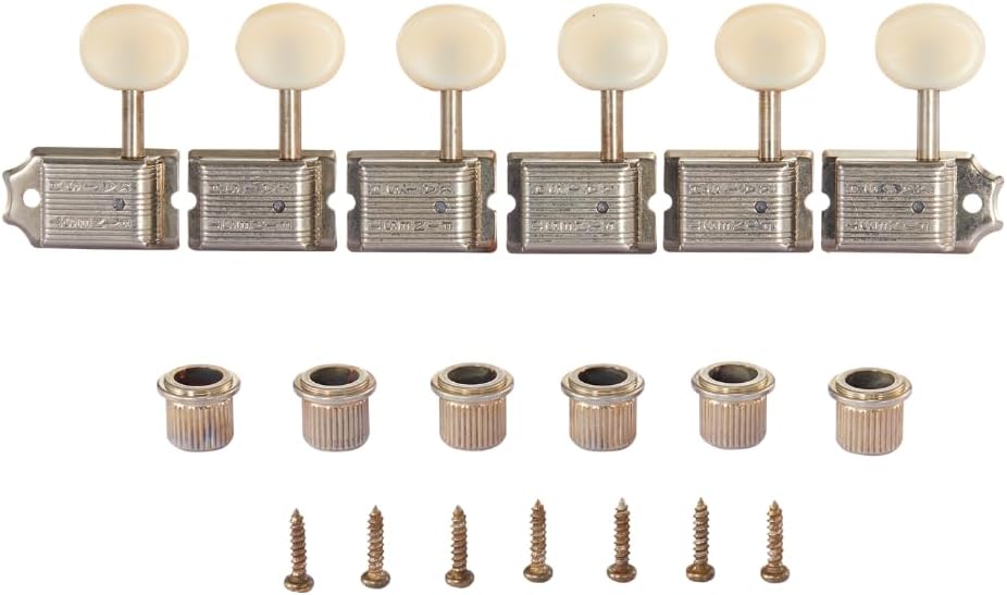 Premium Vintage Guitar Tuners Tuning Machines Peg Guitar Tuning Keys with Split Shaft for Strat/Tele/Jaguar Metal Oval Key Lefty Nickel