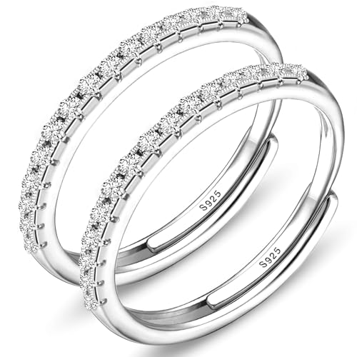 Adjustable 14K Gold Plated Stacking Rings for Oura Ring Gen 4/ Gen 3, 2 Pack Cubic Zirconia Simulated Diamond Oura Ring Stack for Women