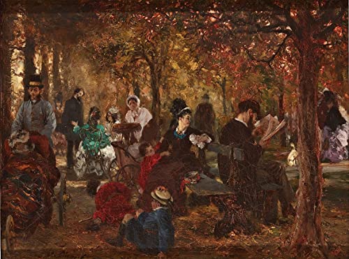 Tableau au jardin du Luxembourg d'Adolph Menzel impression d'art mural 60x90cm