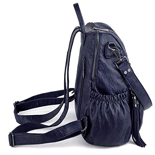 Image of UTO Women Backpack Purse Leather Vegan Ladies Fashion Designer Rucksack Convertible Travel Shoulder Bag with Tassel