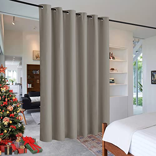 Image of RYB HOME Privacy Room Divider Curtains for Office Bedroom Separation Sound Proof Blanket for Doorway Patio Sliding Glass Door Large Window Curtains Thermal Insulating Blackout, W 120 x L 96, Sand