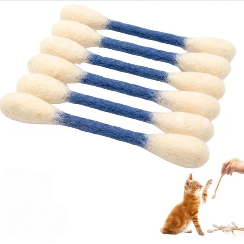 Giant Cotton Swab Cat Toy - 6 Durable Felt Kicksticks for Kittens and Large Cats - Interactive Chewing Rope Sticks, Creative Soft Plush Kicksticks, Indoor Cat Exercise Toy (blue)