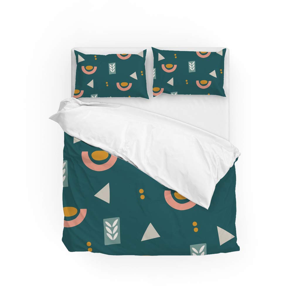 Parure de lit housse de couette taie d'oreiller polyester ultra doux durable vert foncé