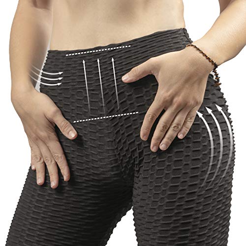 Varuwy Women's High Waist Yoga Pants Tik Tok Butt Lifting Anti Cellulite Workout Leggings Tummy Control Leggings Tight Black #TOP4