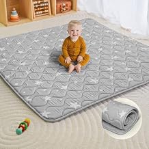 Baby Play Mat, 50x50 Playpen Mat, Thick Soft Foam Playmats for Baby, Foldable and Washable Crawling Mat for Floor Gray Stars